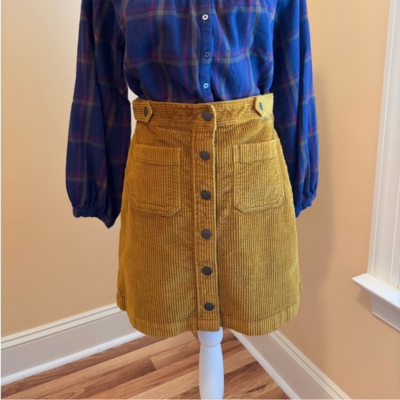 Madewell Corduroy size 14 Skirt Golden Ribbed Knit NWOT Patch Pocket Egyptian - Picture 7 of 9